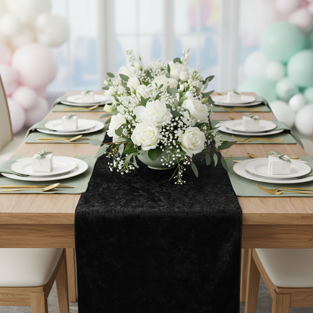 Velvet Table Runner - Black
