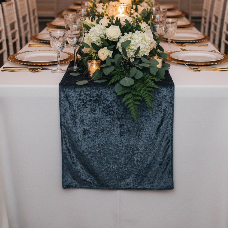 Velvet Table Runner - Dark Slate Blue