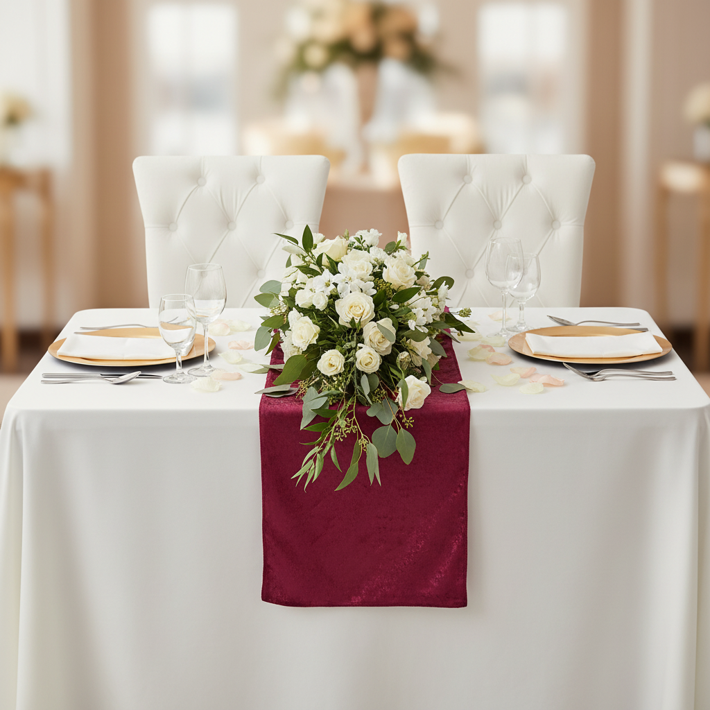 Velvet Table Runner - Burgundy