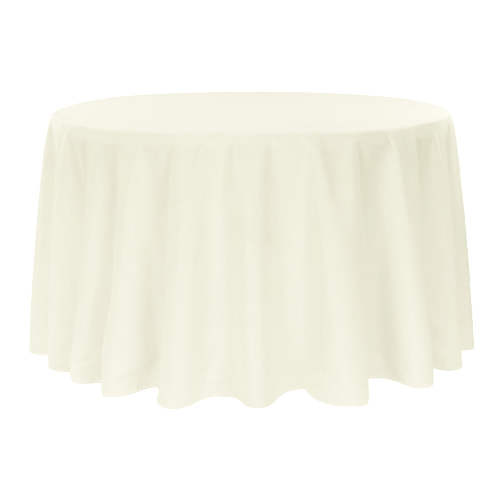 Premium Polyester Tablecloth 108" Round - Light Ivory/Off White