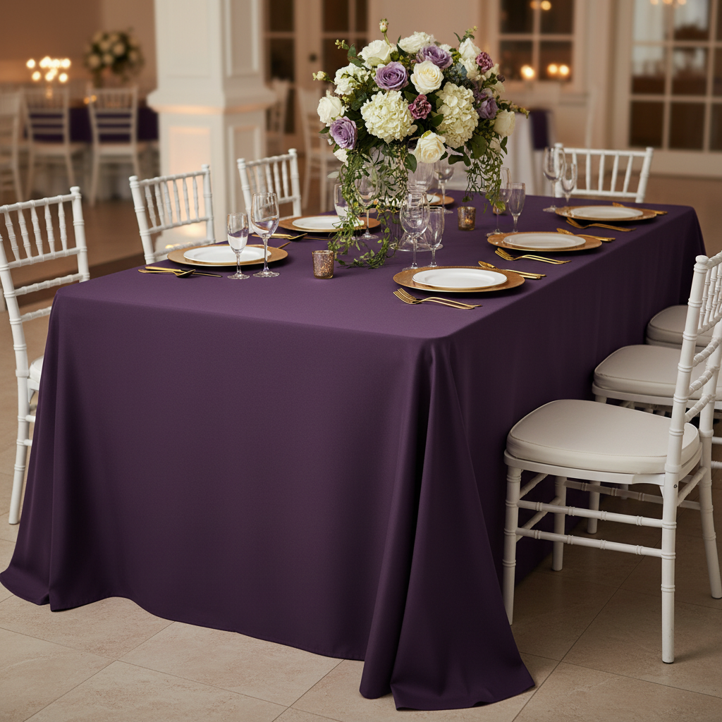 Rectangular Oblong Premium Polyester Tablecloth 90"x132" - Eggplant/Plum