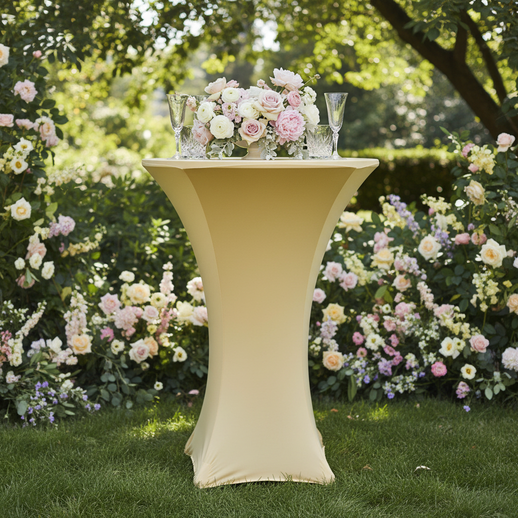 Spandex Cocktail Table Cover 30" Round - Champagne