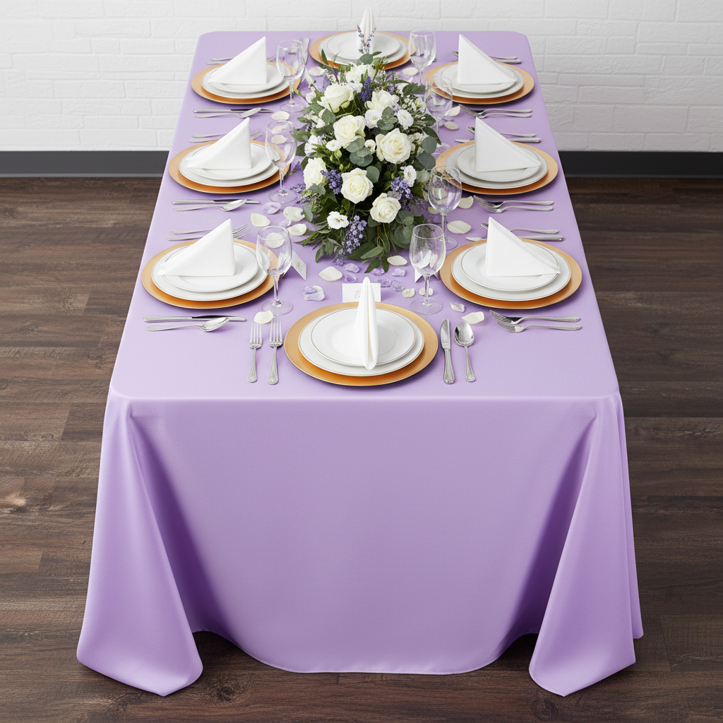 Rectangular Oblong Premium Polyester Tablecloth 90"x132" - Lavender