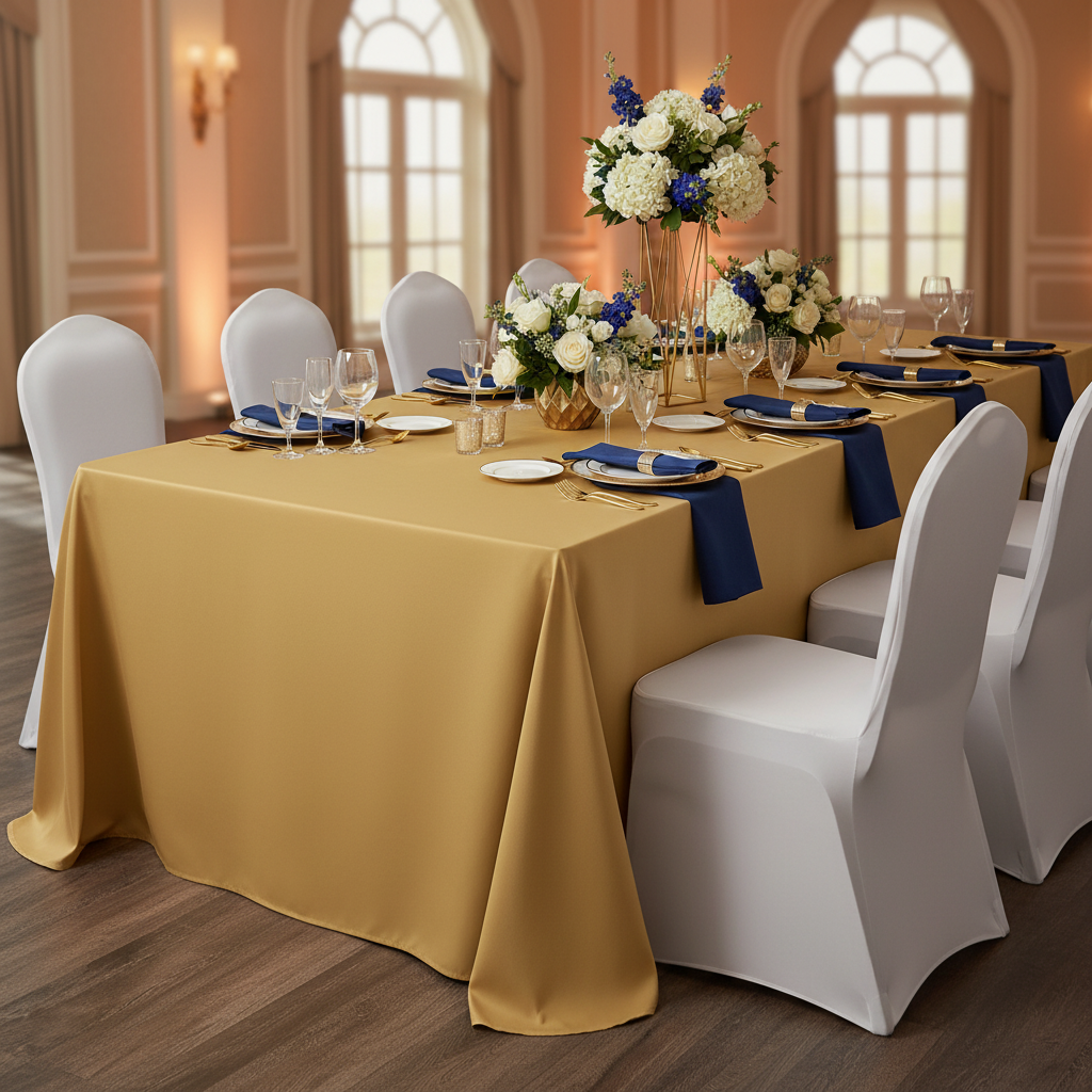 Rectangular Oblong Premium Polyester Tablecloth 90"x156" - Gold