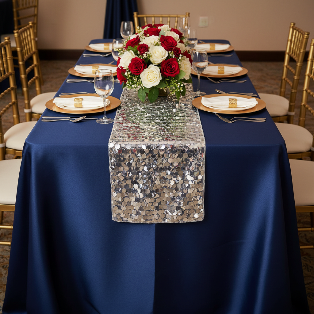 Large Payette Sequin Table Runner - Silver