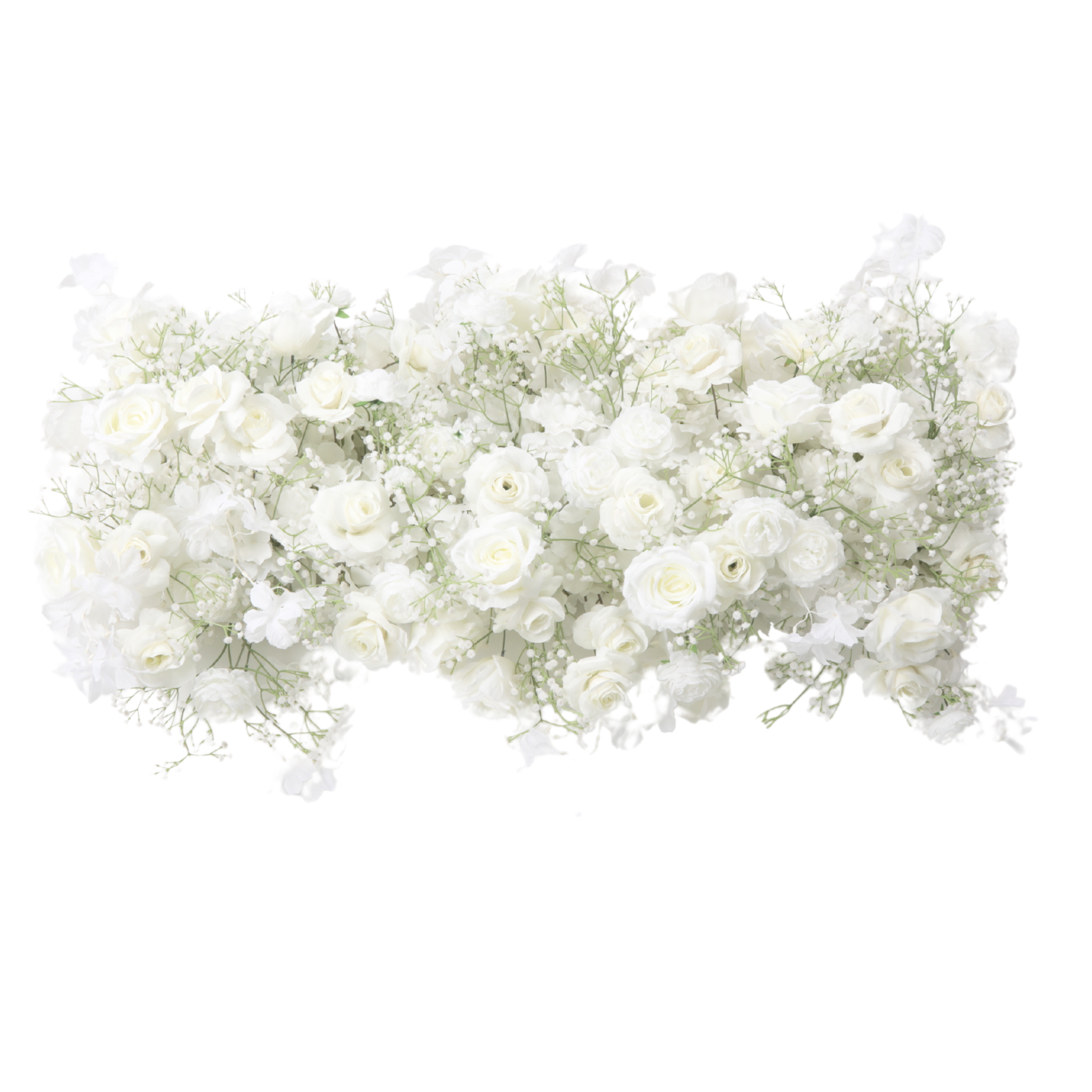 2 pcs/pk Premade Rose and Baby's Breath Flower Backdrop Arch/Table Runner Decor - White
