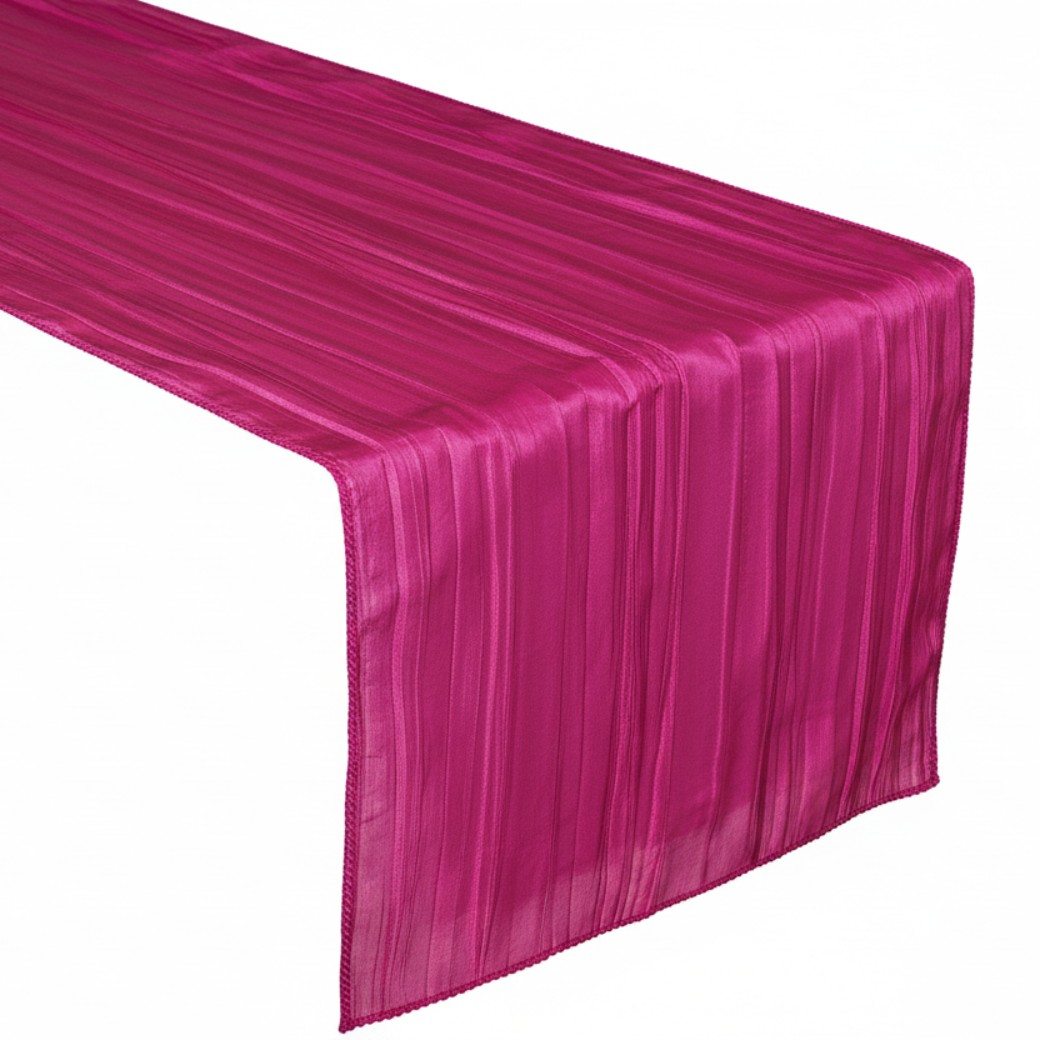 Accordion Crinkle Taffeta Table Runner - Fuchsia