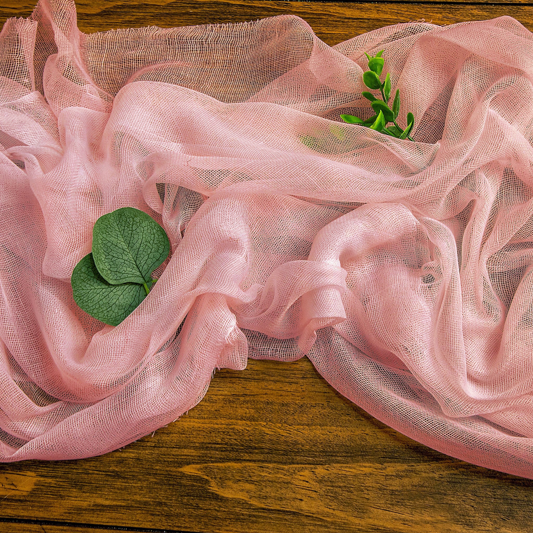 Cheesecloth Table Runner ft 25" x 16 - Blush/Rose Gold