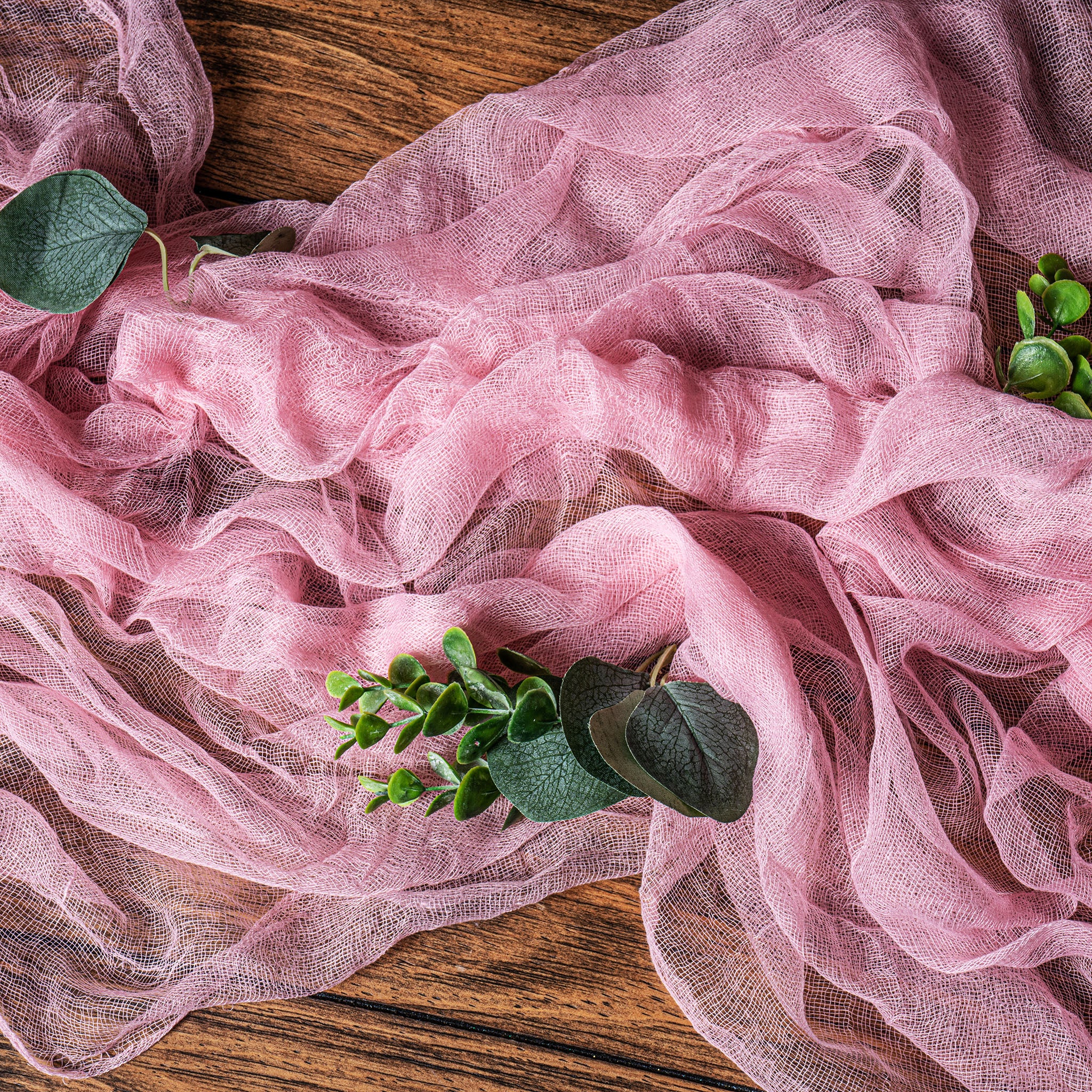 Cheesecloth Table Runner ft 25" x 16 - Dusty Rose