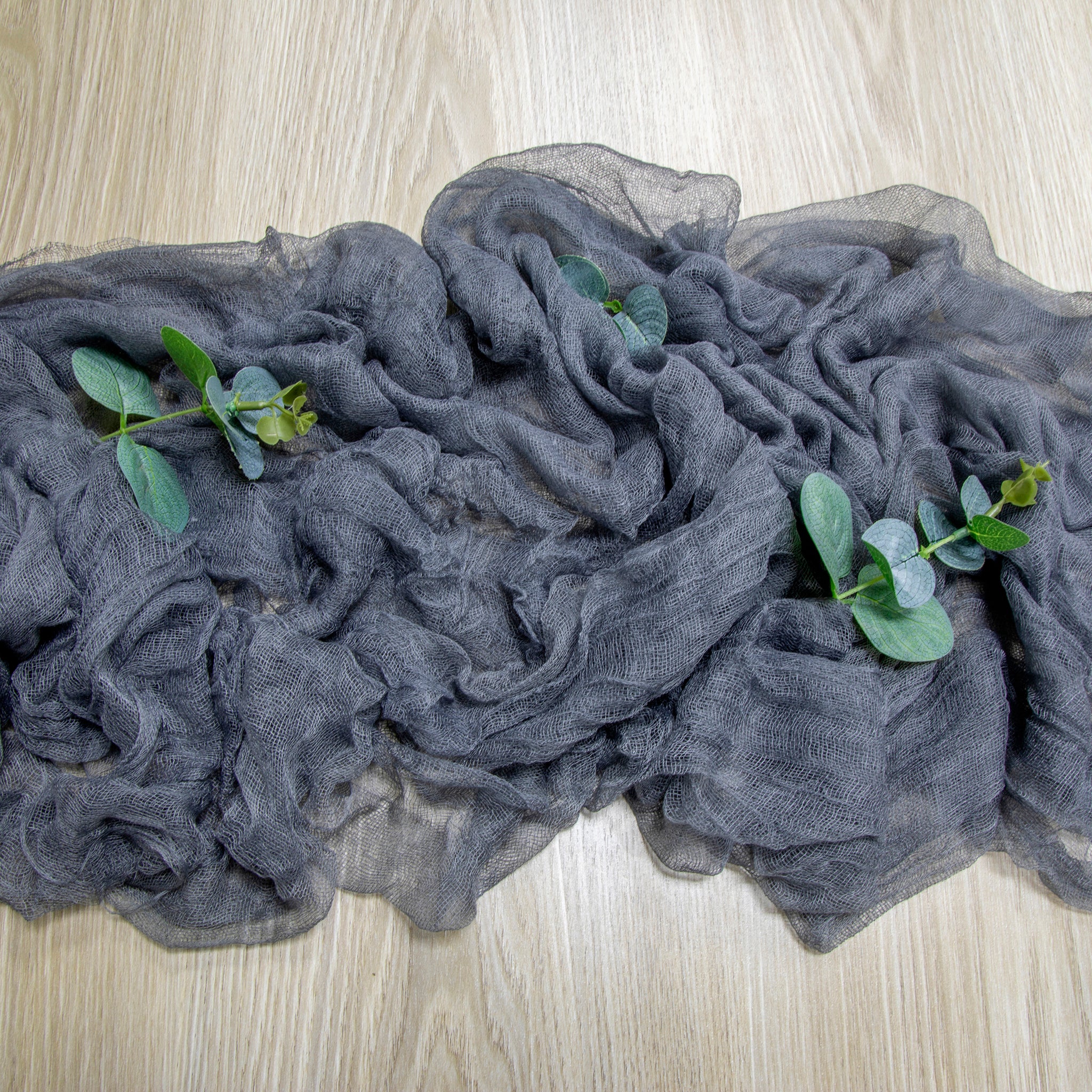Cheesecloth Table Runner ft 25" x 16 - Dark Gray/Pewter