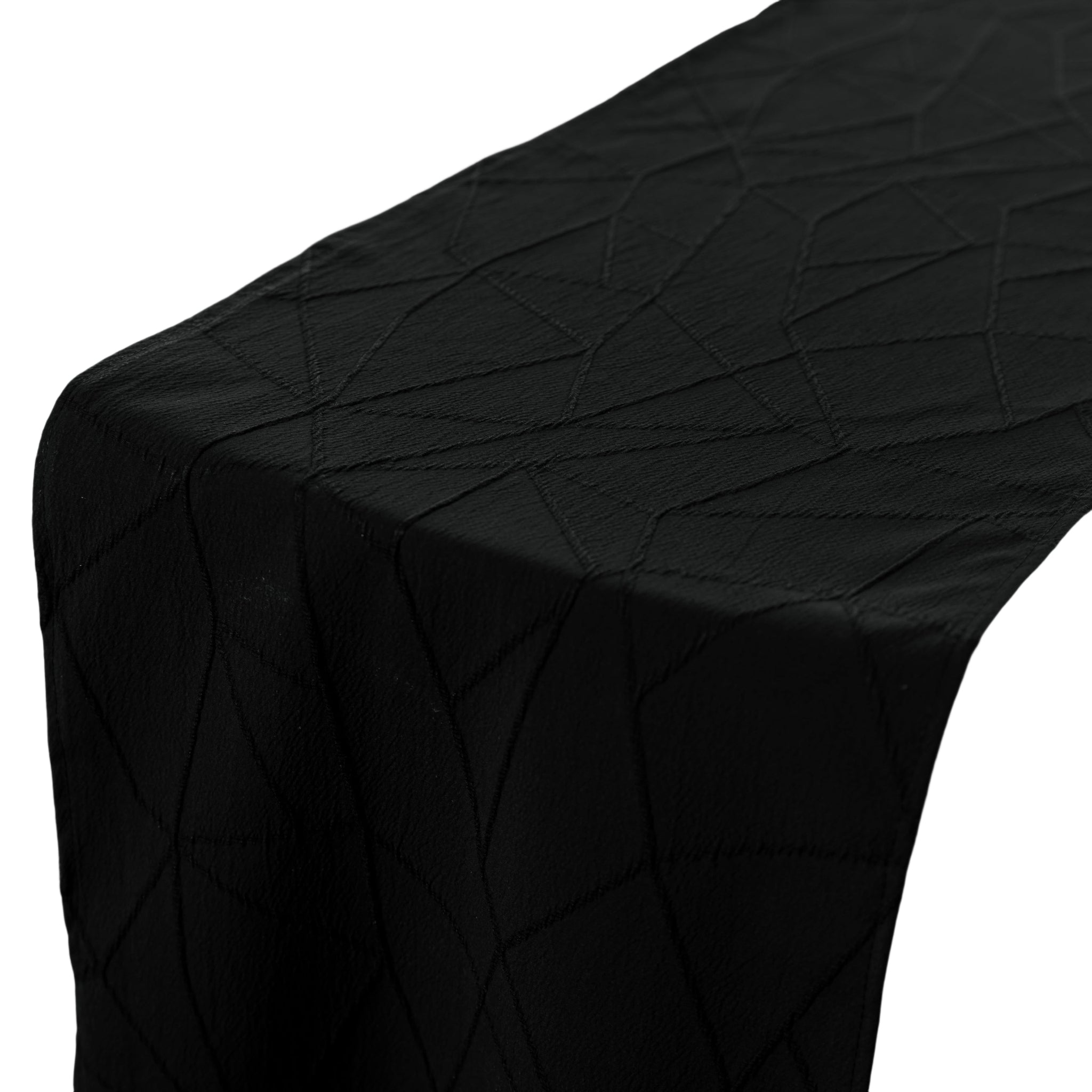 Embossed Geometric Jacquard Table Runner - Black