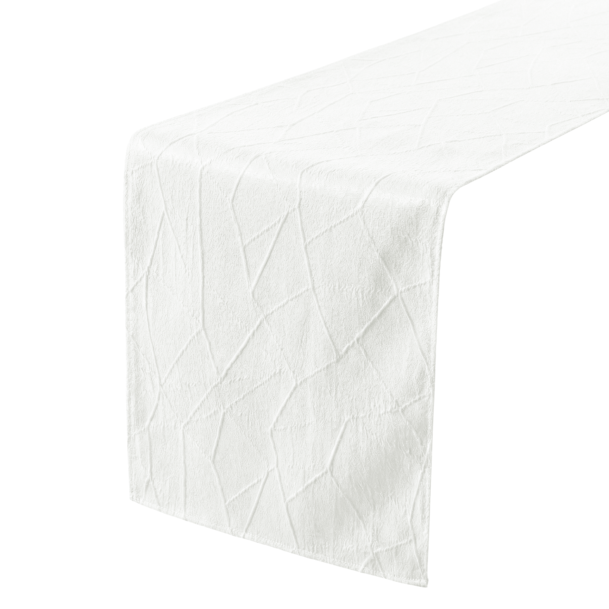 Embossed Geometric Jacquard Table Runner - Light Ivory/Off White