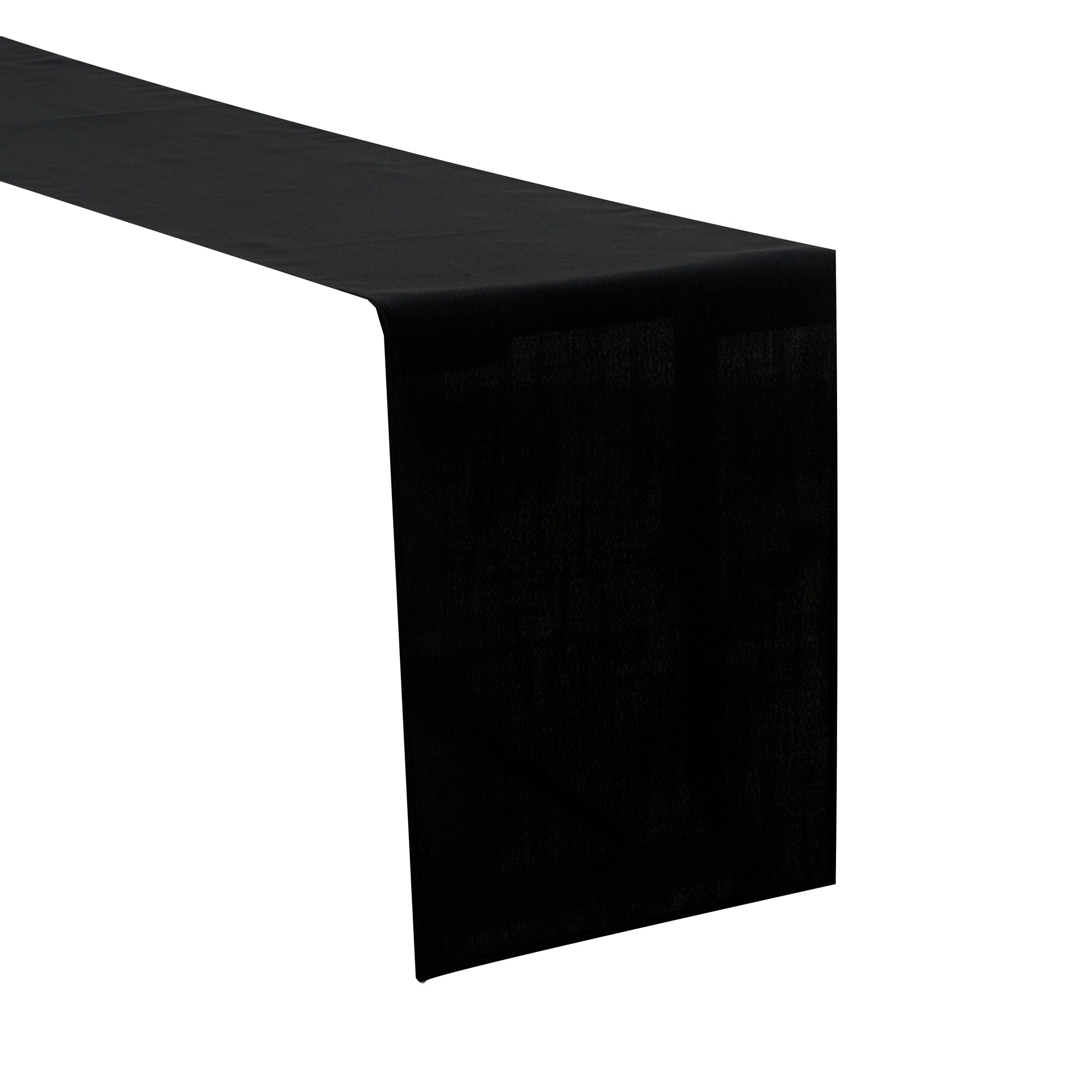 Premium Linen-Look Panama Weave Table Runner - Black