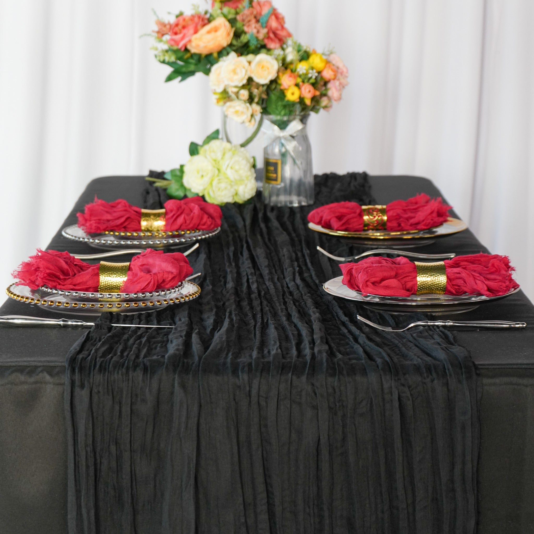 Premium Cheesecloth Table Runner x 25" 16FT - Black