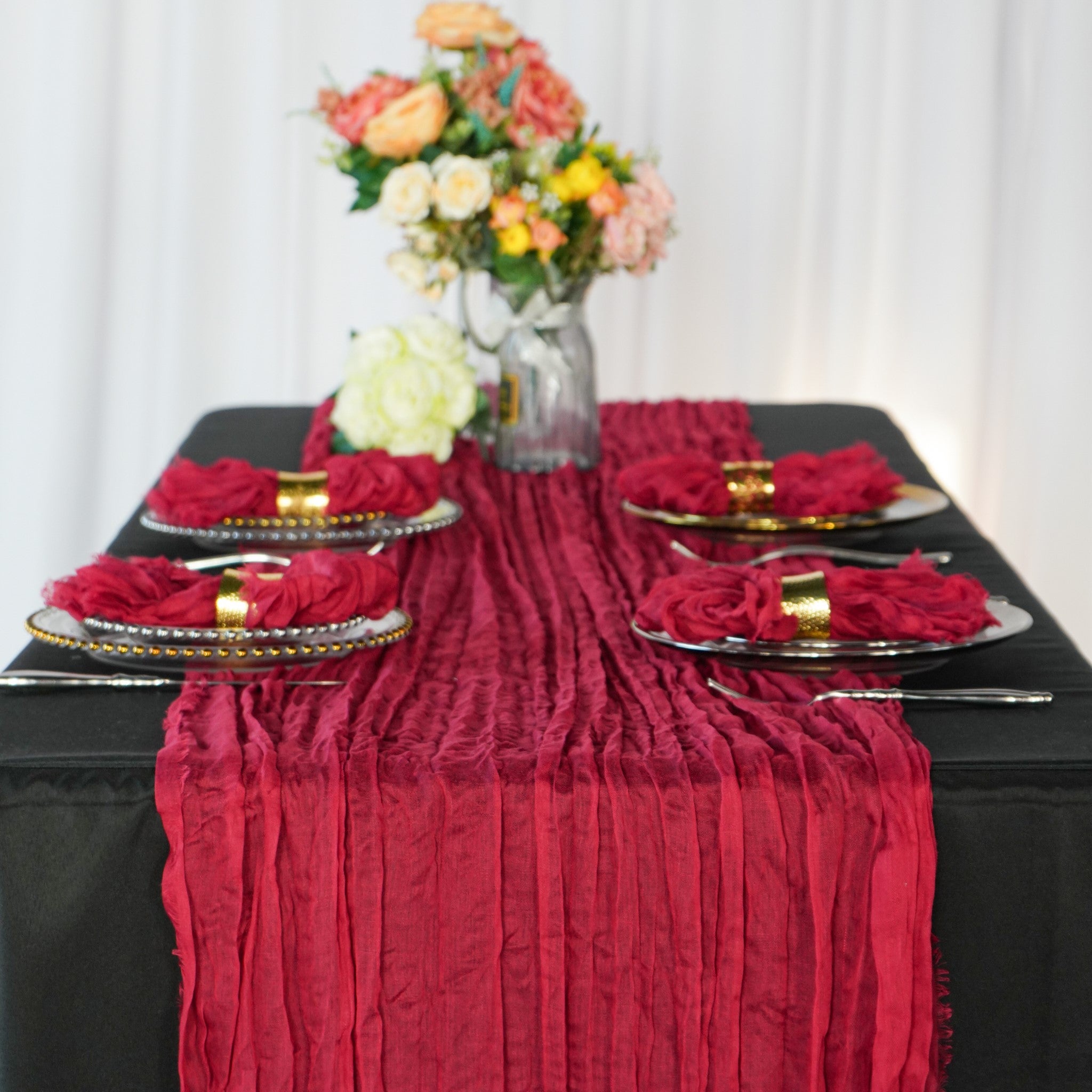 Premium Cheesecloth Table Runner x 25" 16FT - Burgundy