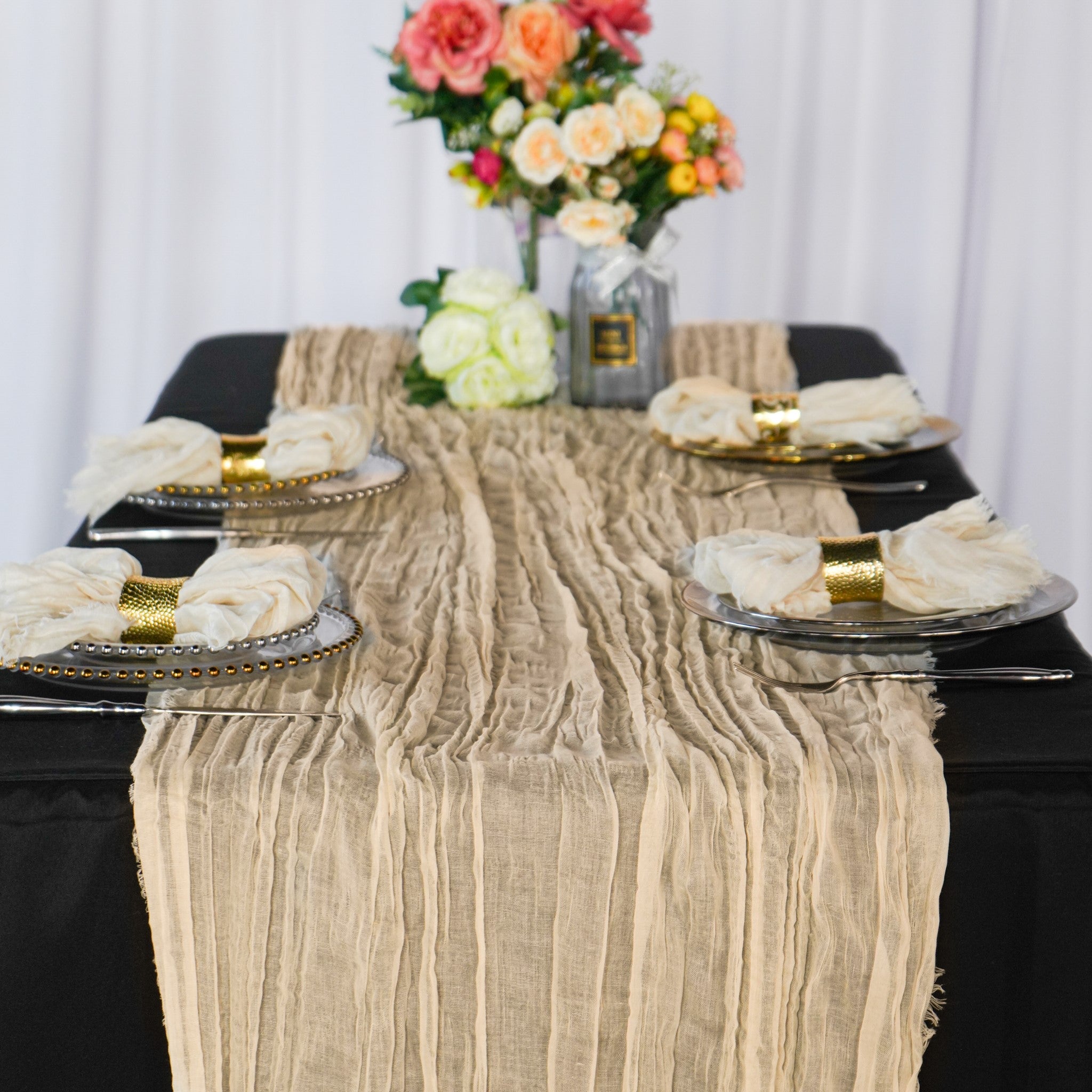 Premium Cheesecloth Table Runner x 25" 16FT - Champagne