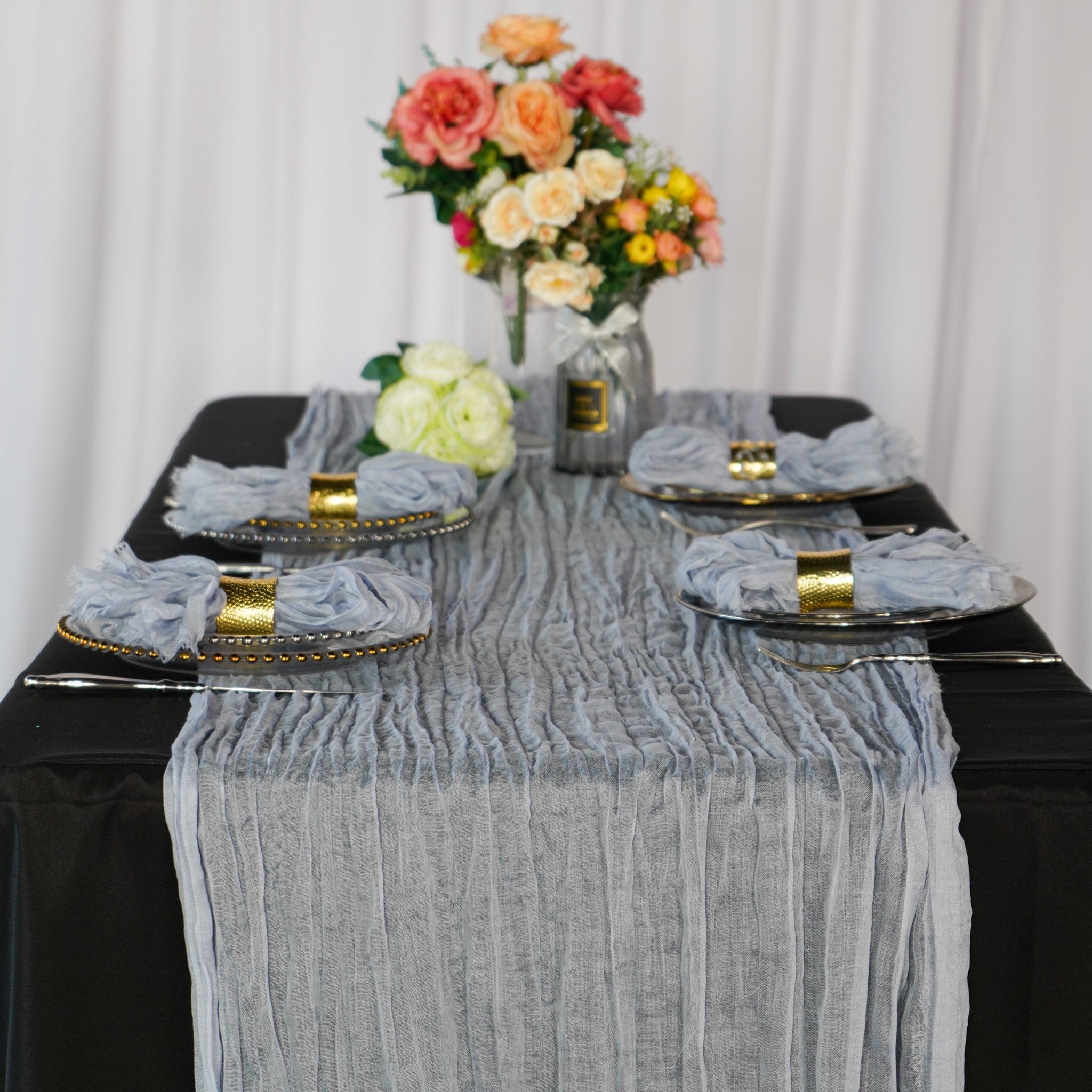 Premium Cheesecloth Table Runner x 25" 16FT - Dusty Blue
