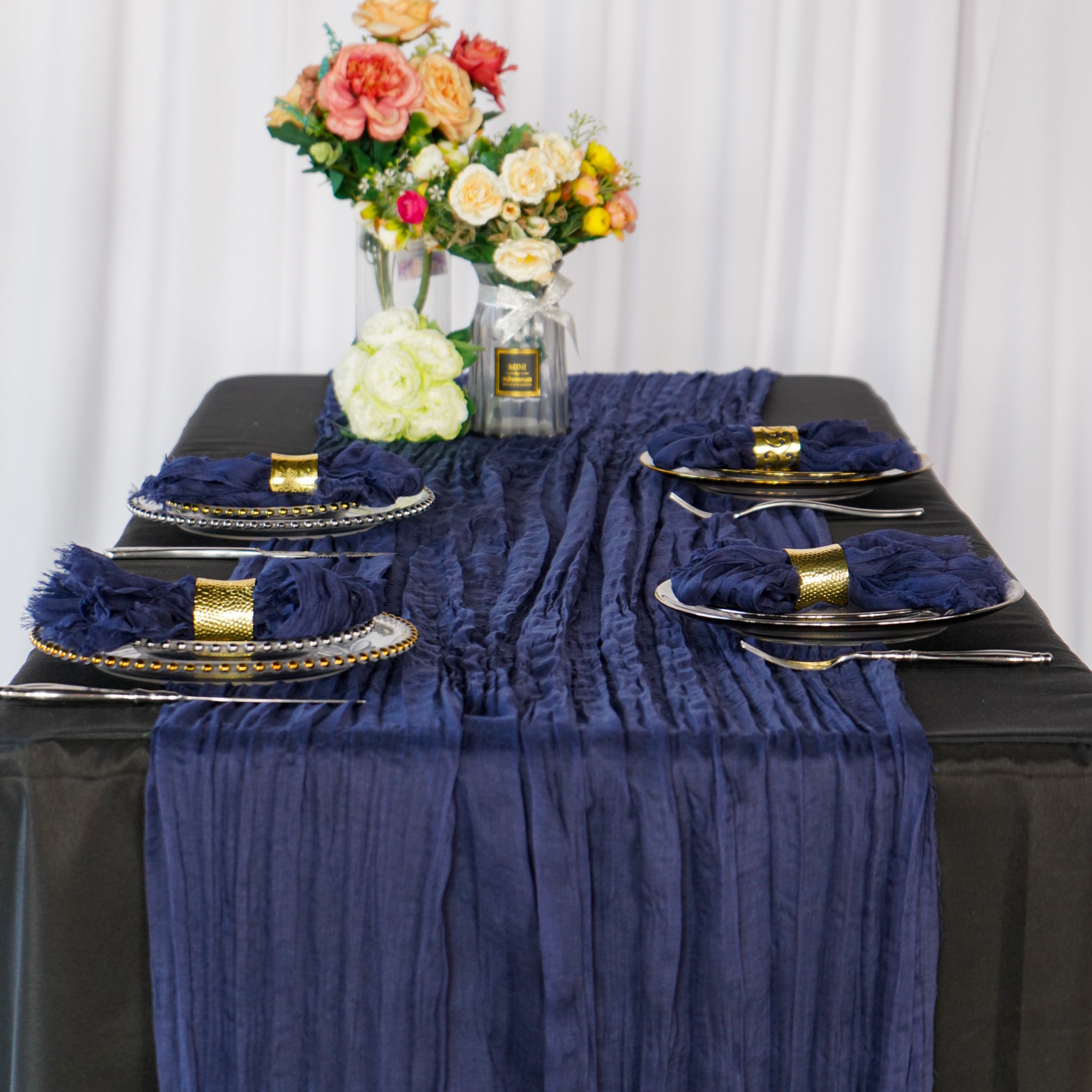 Premium Cheesecloth Table Runner x 25" 16FT - Navy Blue