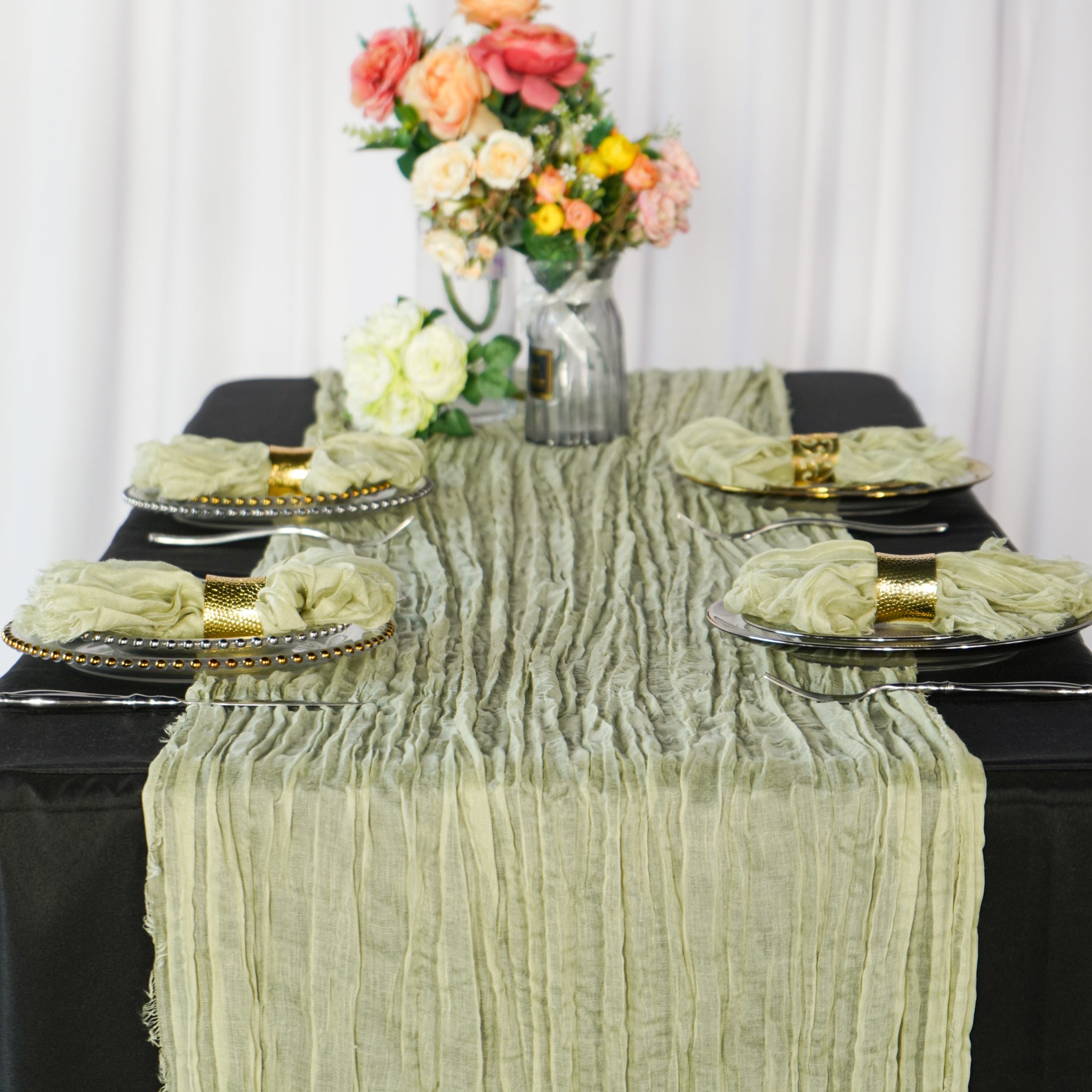 Premium Cheesecloth Table Runner x 25" 16FT - Sage Green
