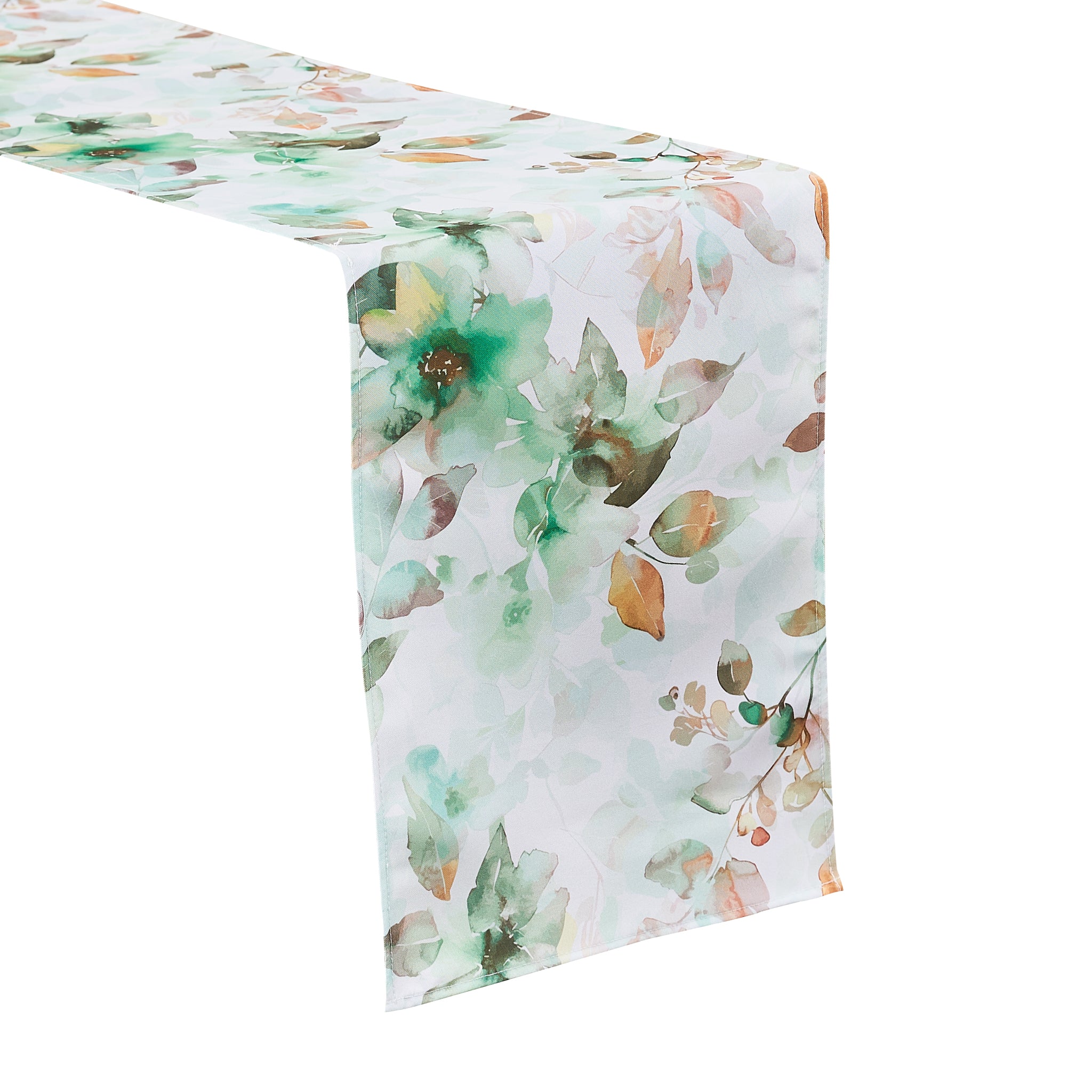 Watercolor Floral Table Runner - Green