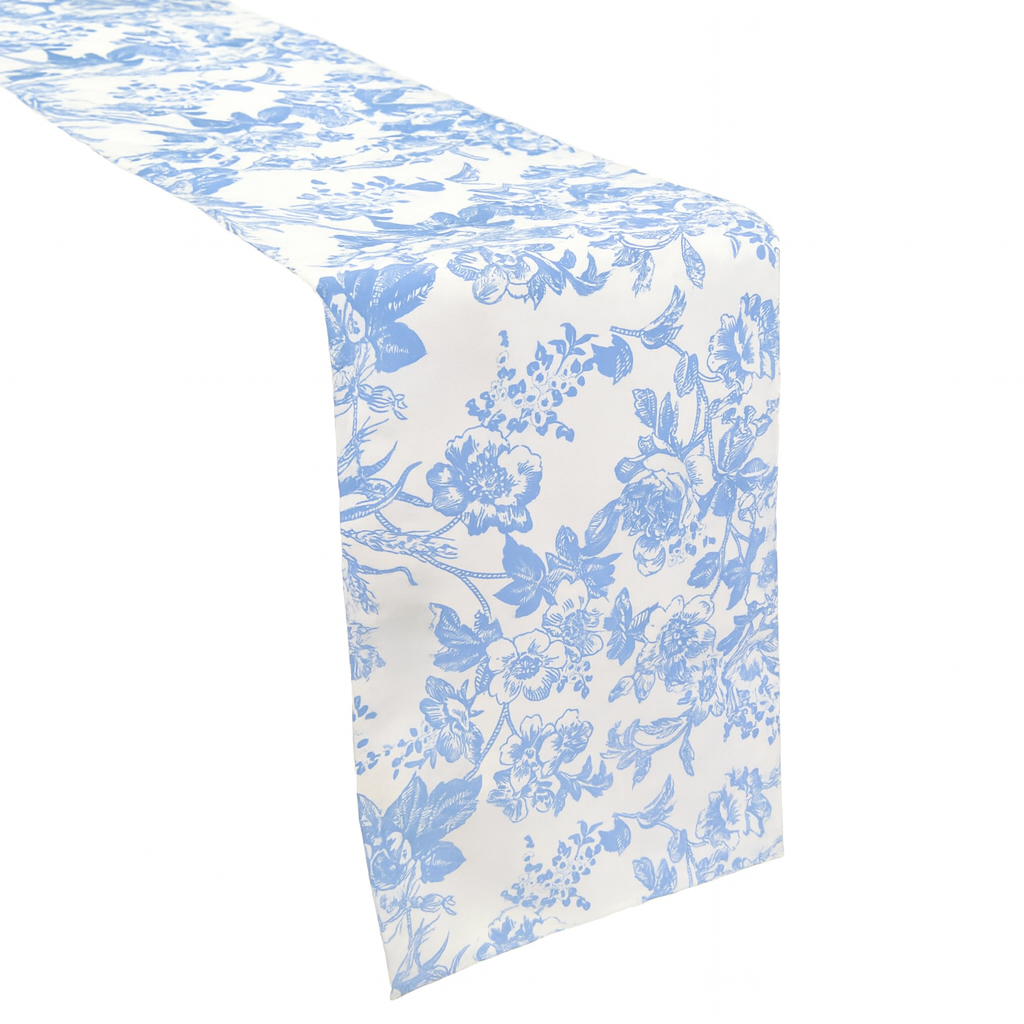 French Toile Table Runner - Baby Blue