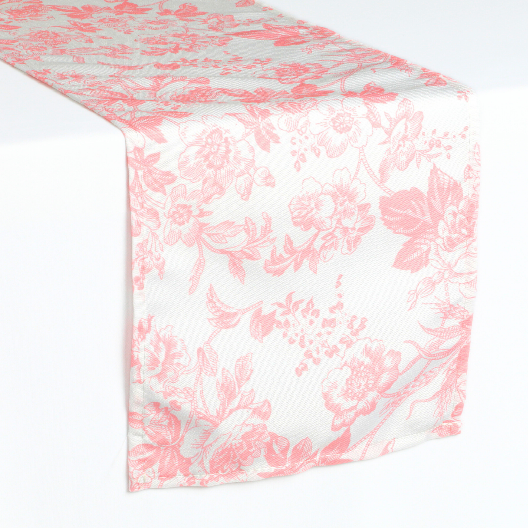 French Toile Table Runner - Coral