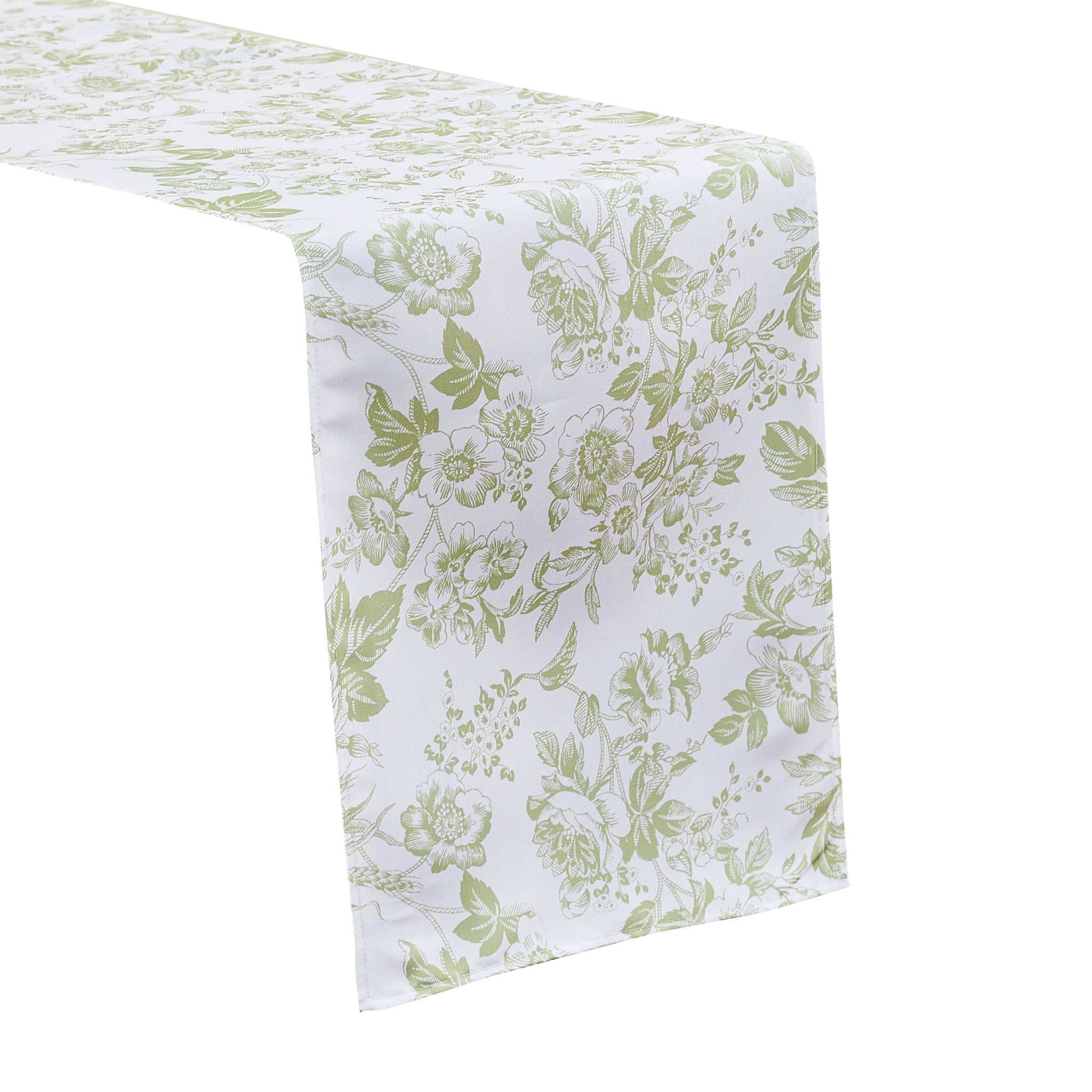 French Toile Table Runner - Sage Green