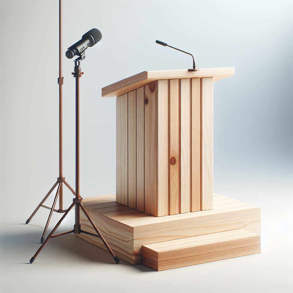 Wood Podium with Side Shelf