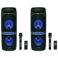Rockville Dual Boom Party speakers and Mics
